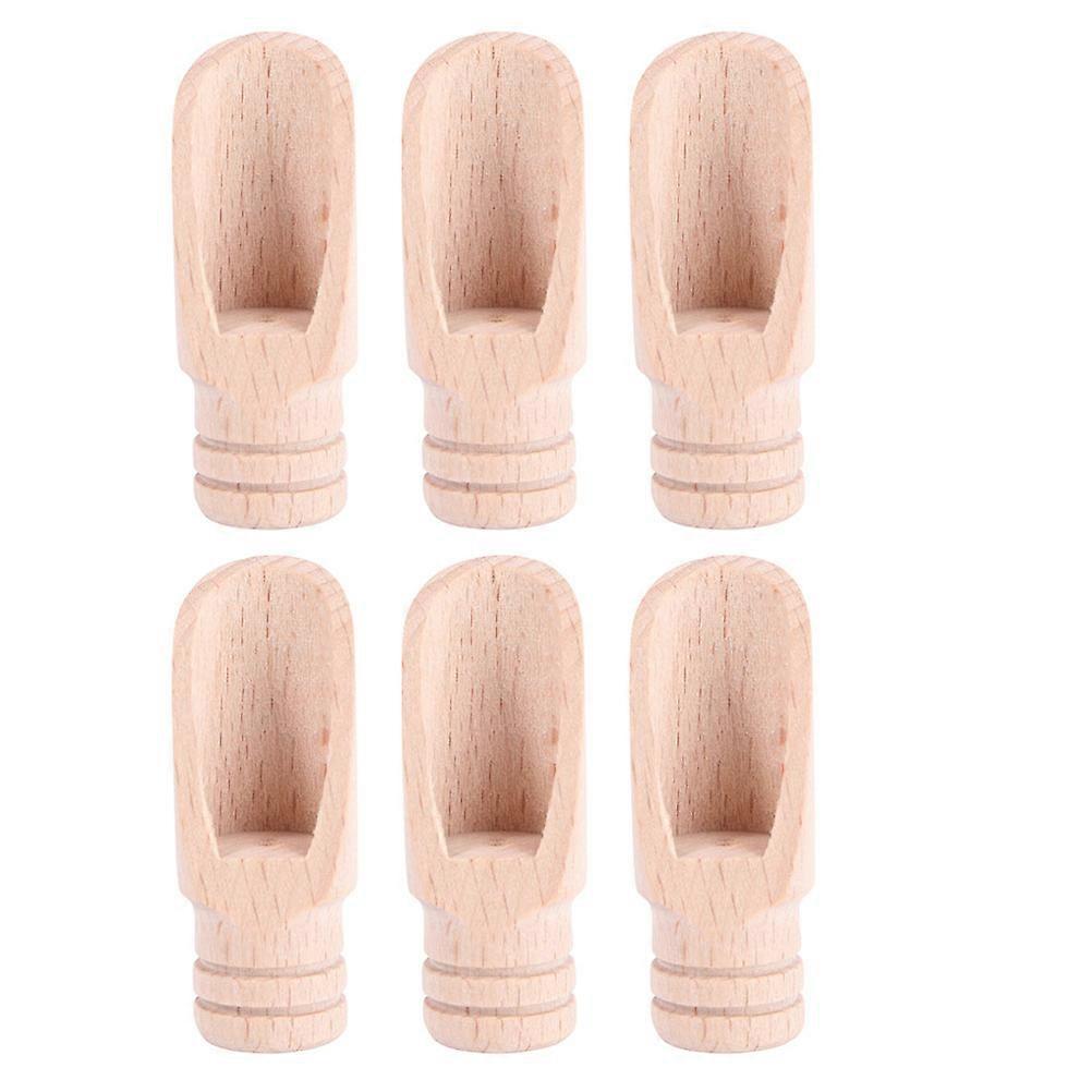 Multi-Function Salt Scoop Wooden Tea Accessory Spoon 6Pcs for Kitchen Use
