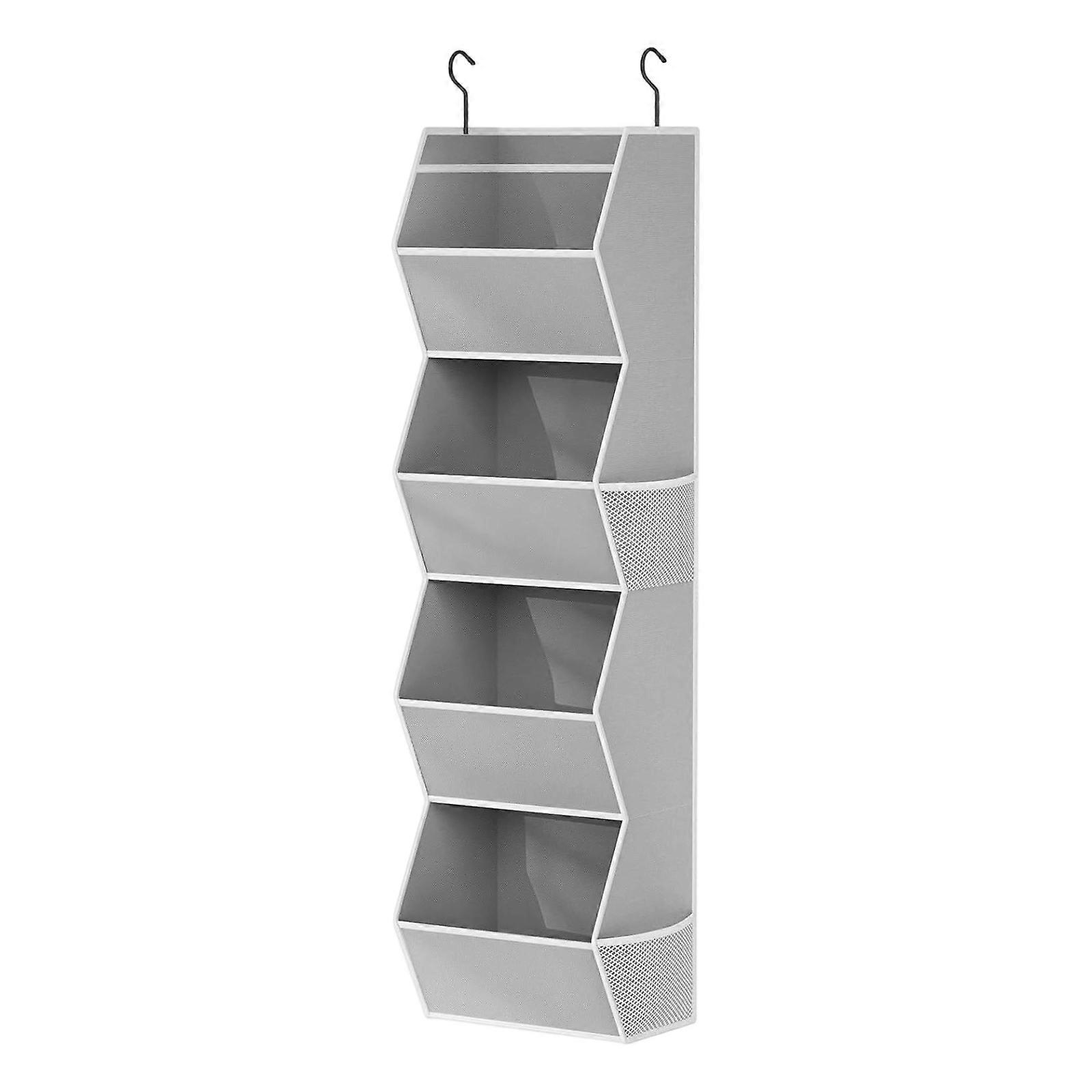 Removable Hanging Closet Shelf With Many Compartments For intelligent Storage Organization  Gray