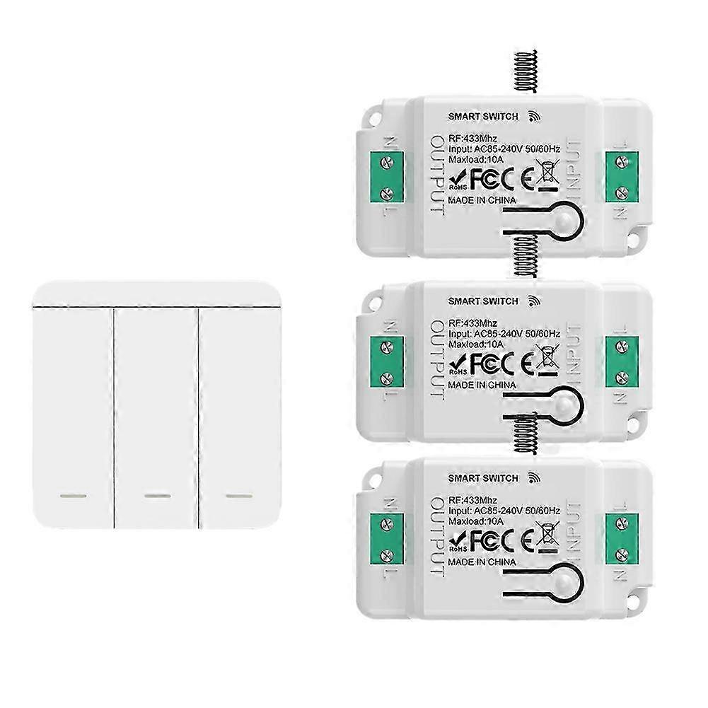 433Mhz Wireless Remote Control Light Switch Push Button Wall Switch AC 110V 220V Relay Receiver