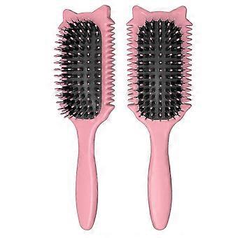 Spazzola per definire i ricci con design a testa di gatto per districare, dare volume e ridurre l'effetto crespo, rosa