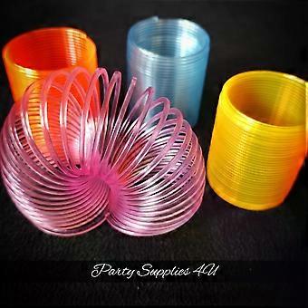 4Pk Mini Neon Slinky. Stocking/Party bag filler/fidget/