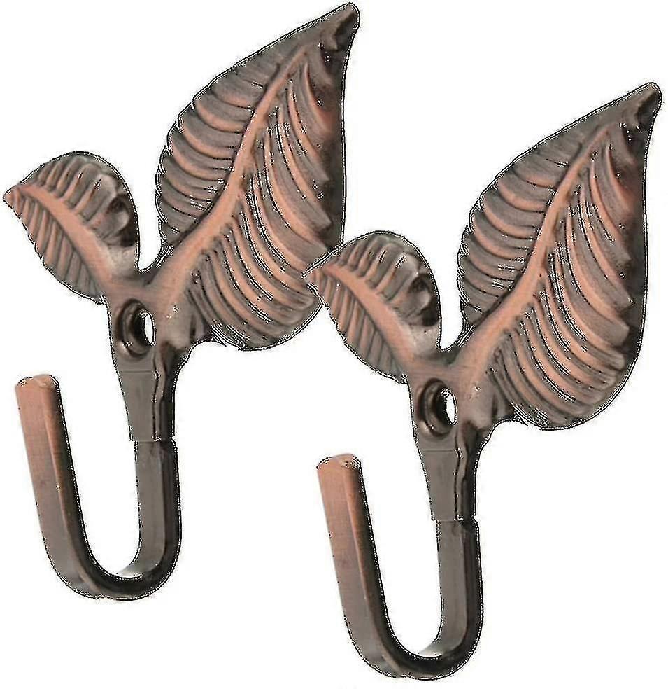 2 Hooks Door Wall Hooks Laundry Hooks Vintage Red Leaf Hooks