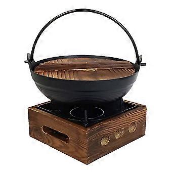 1 Set Sukiyaki Pot Iron Stew Pot Old-Fashioned Home Pig Iron Japanese-style Hot Pot With Stovve Cookware Cooking Small Hot Pot