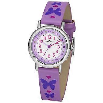 ATRIUM Children's Wristwatch Analog Quartz Girls Leather A47-18 Purple
