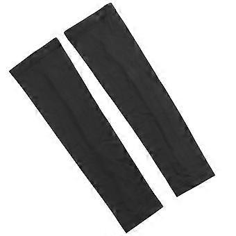 1 Pair Outdoor Sports Sun Protection Ice Silk Sleeve Riding Breathable Uv-proof Hand and Arm Sleeve (Black L)