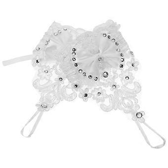 Fingerlose Blumenhandschuhe mit dehnbarer Schleife, weiß, 1 Paar, ideal für Hochzeiten und Brautkleider.