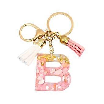 Niedlicher anfänglicher Schlüsselanhänger A-Z Buchstabe funkelnder Glitzer Schlüsselanhänger Premium Tasche Charm Schlüsselanhänger Zubehör (B, 4PCS)
