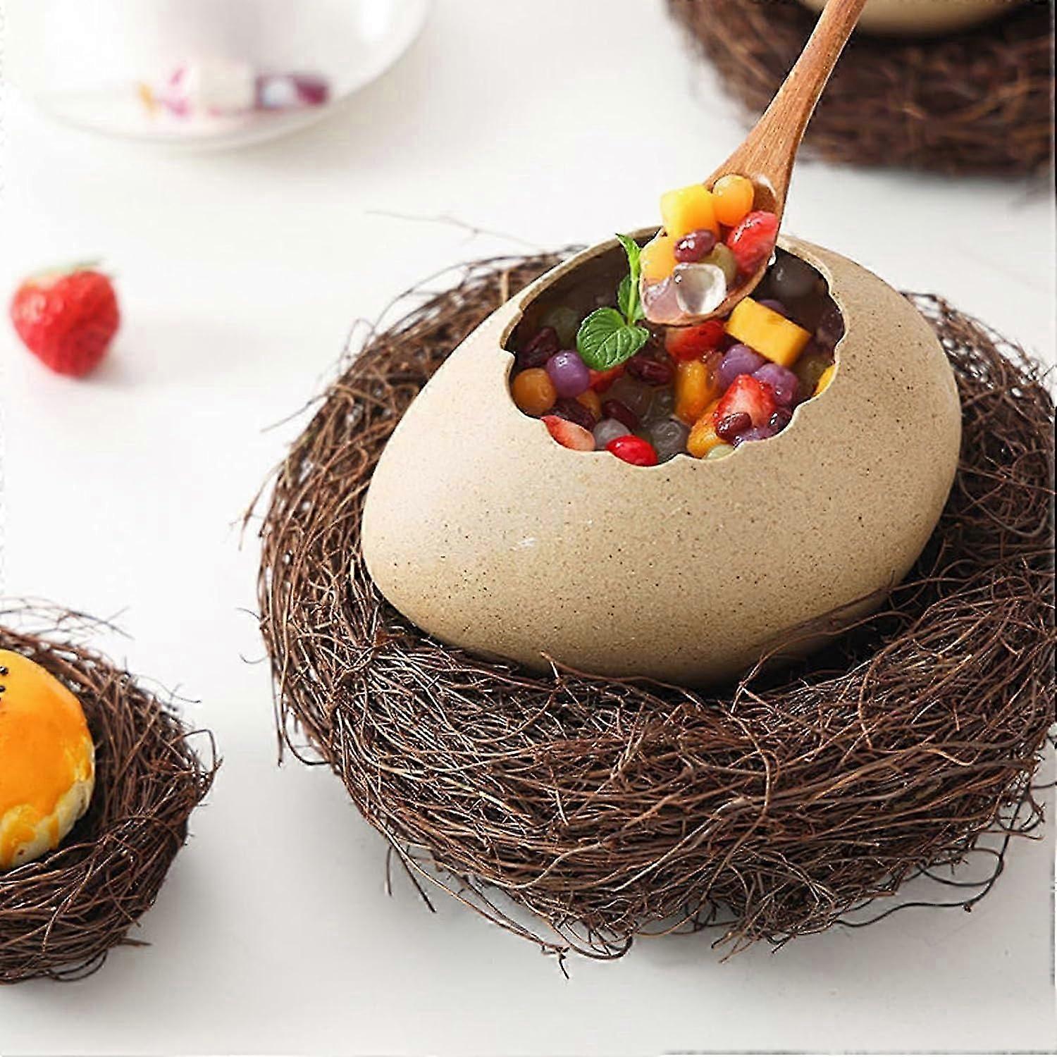 Egg Shell Bowl, Pottery Egg shell shape tableware, Versatile Creative Realistic Cracked Egg Shell Tableware ( Size : Large )