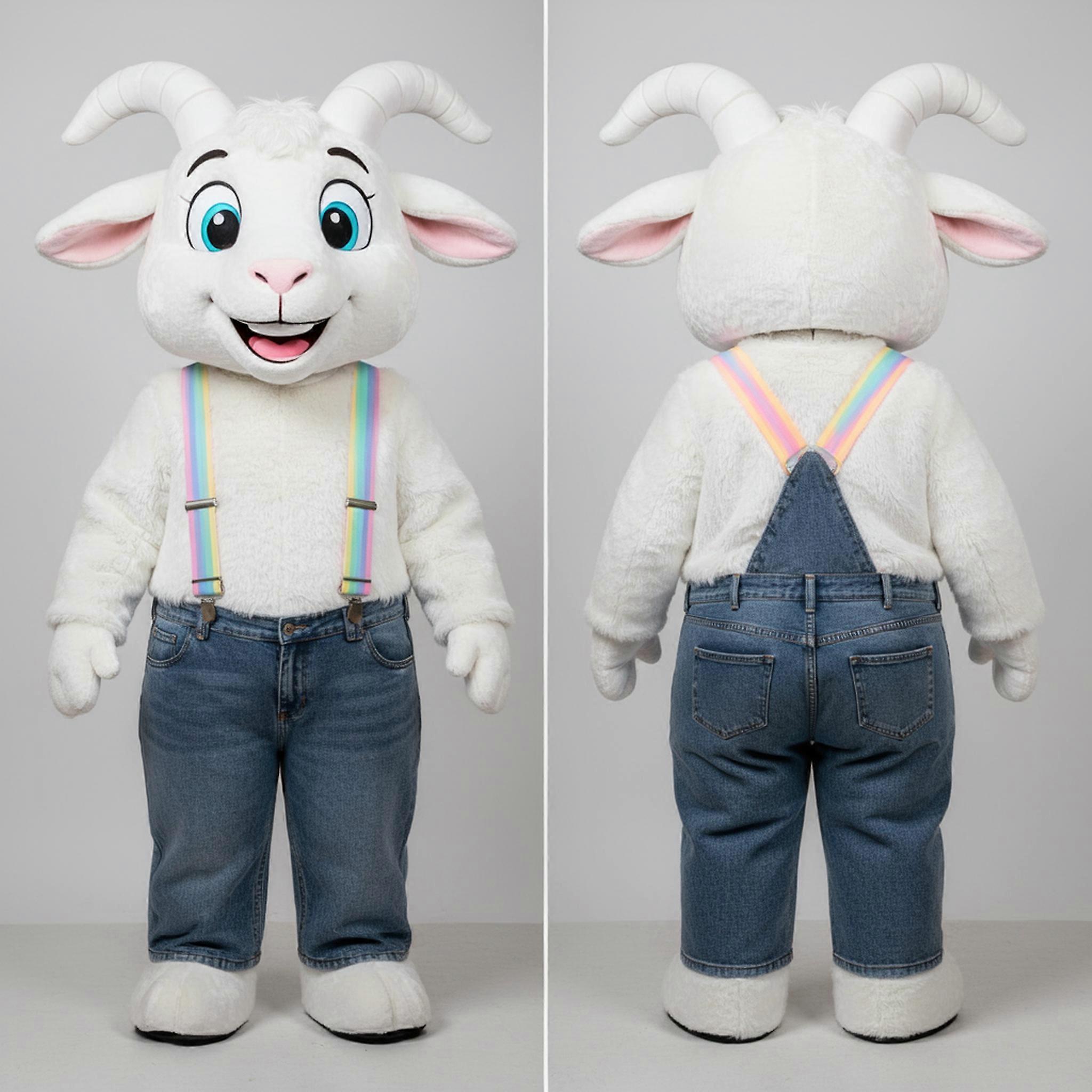 MASTICOT Velvety White Boer Goat Mascot