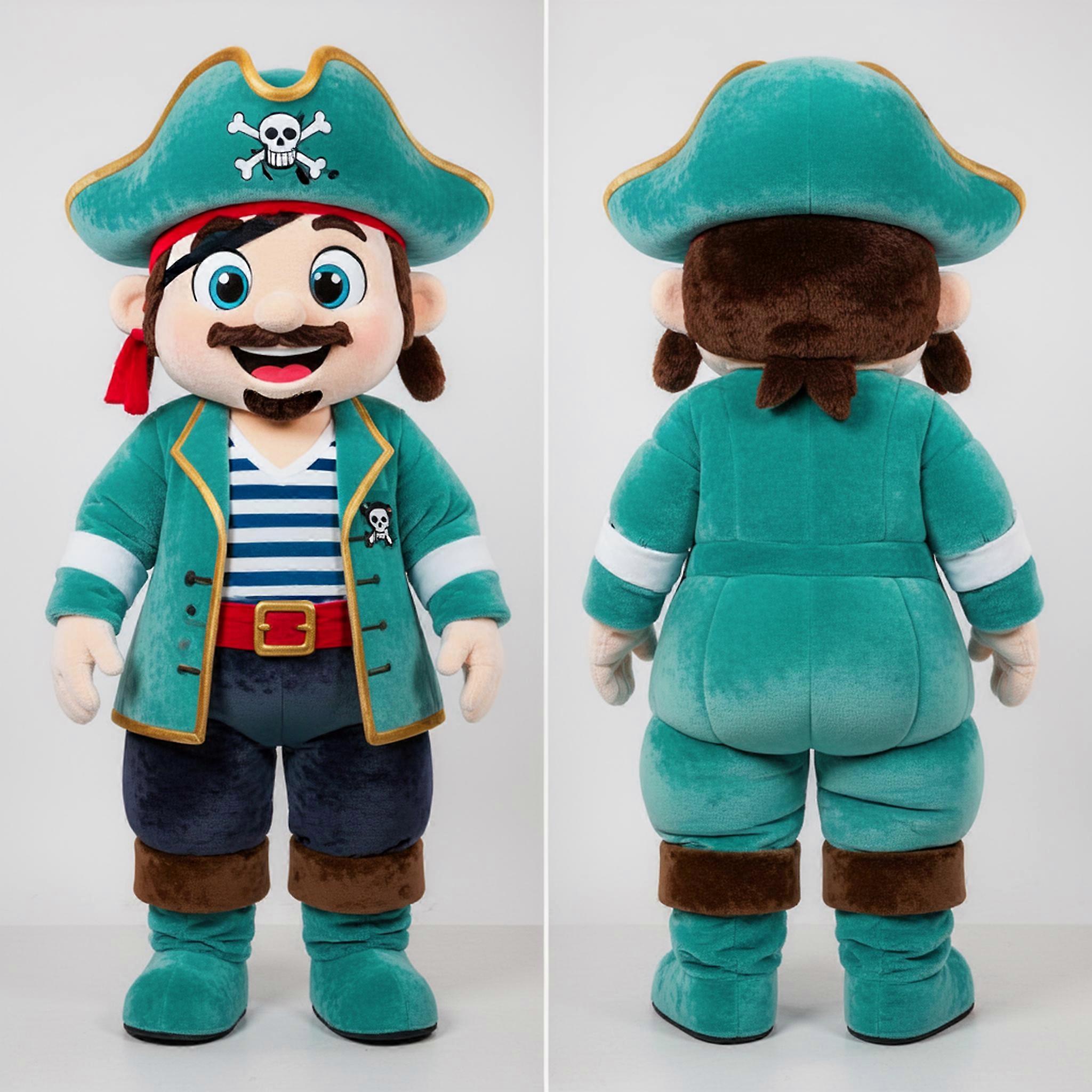 MASTICOT Teal Velvety Pirate Mascot