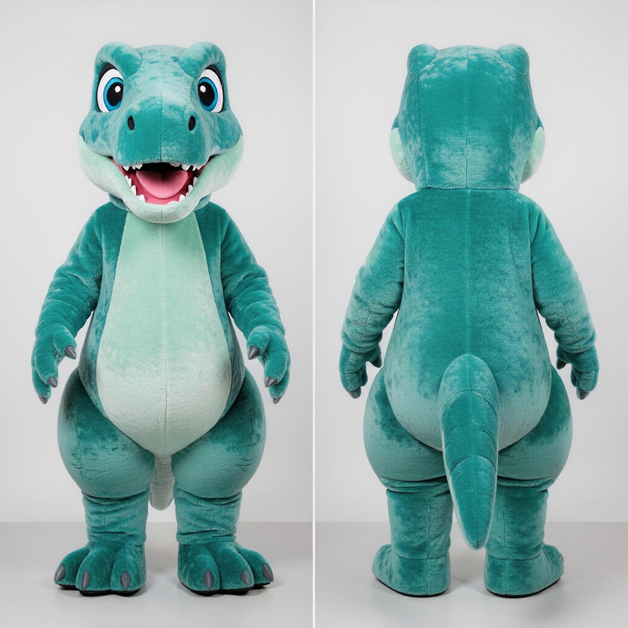 MASTICOT Teal Plush Feathered Deinonychus Mascot