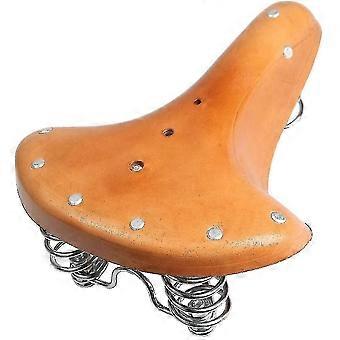 Leather Spring Bike Saddle, Retro Replacement Leather Bicycle Saddle Cushion Spring Seat