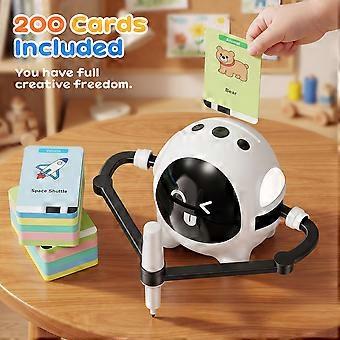 Intelligenter Zeichenroboter für Kinder, Lernspielzeug für die frühe Kindheit, pädagogische Kartenspiel-Zeichenmaschine mit 200 Karten und Stiften