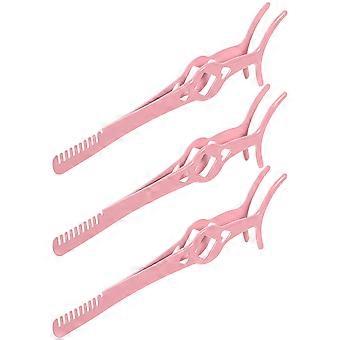 Lash Clamp Tweezers Eyelash Clip for Makeup Use 3Pcs Pink
