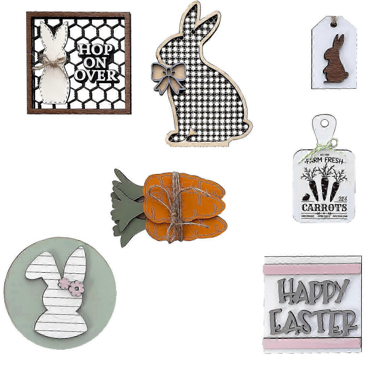 Bunny Easter Tray Bundle Set Happy Easter The Tomb Was- Empty Wood Easter Sign He-Was-Risen Easter Decorations Durable