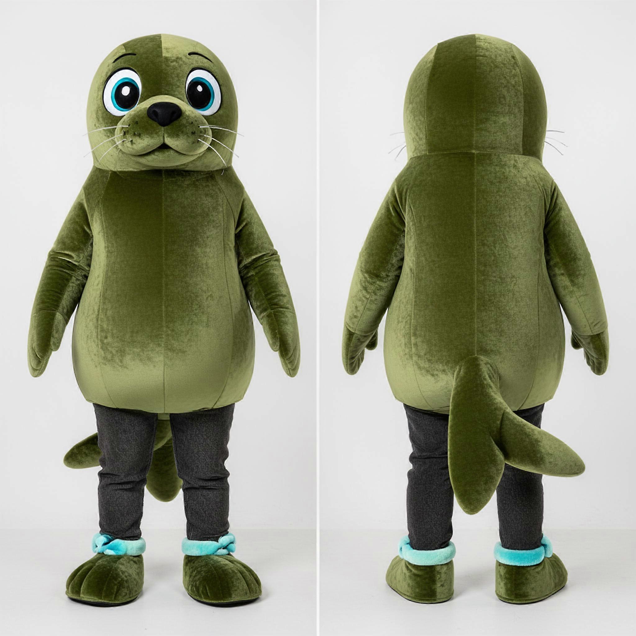 MASTICOT Olive Plush Friendly Seal Mascot