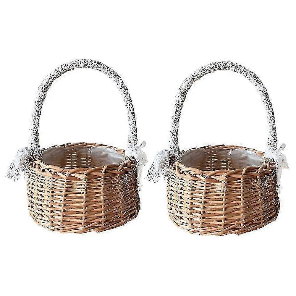 2PC Rattan Wedding Flower Basket Set