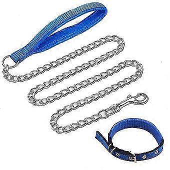 Professional Metal Chain Dog Leash, Heavy Duty Sturdy Pet Leash for Medium Large Dogs, Training and Walking, Chew Proof with Comfortable Padded fs