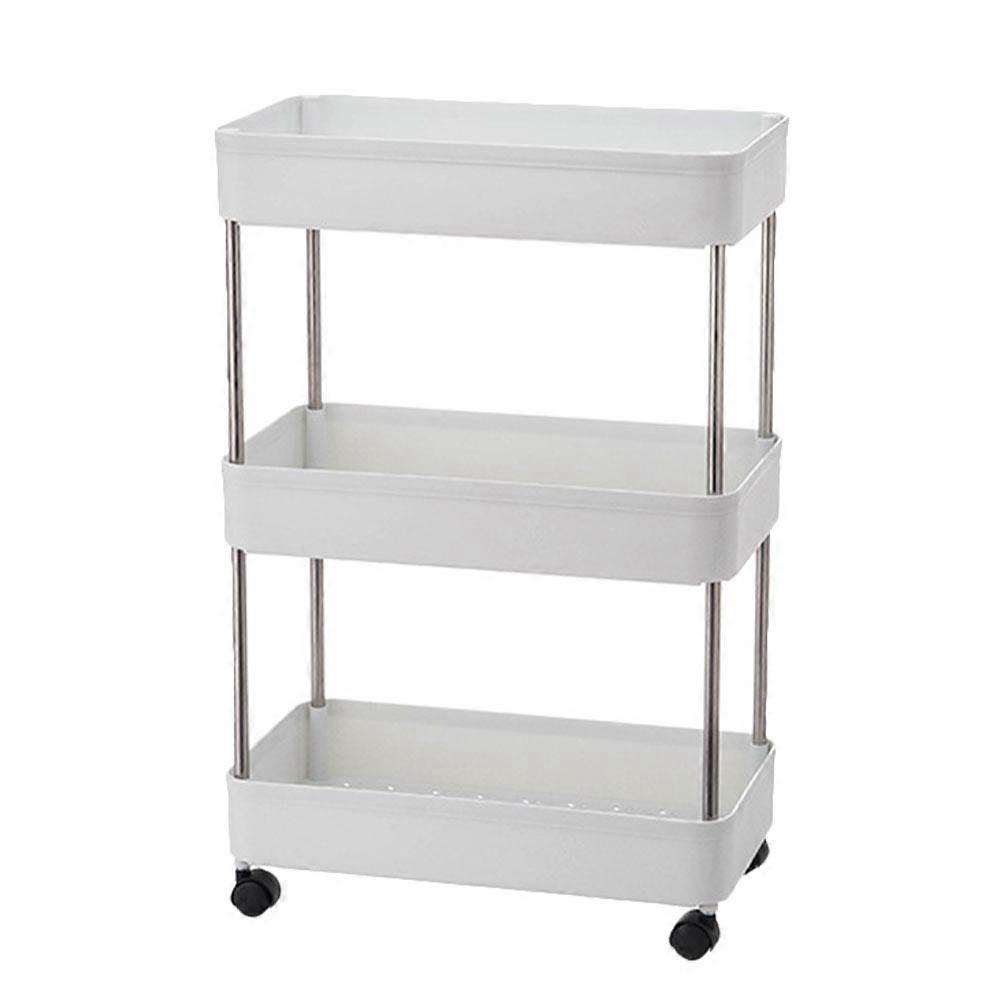 White Kitchen Removable Rolling Organizer Rack for Kitchen Storage 1Pcs