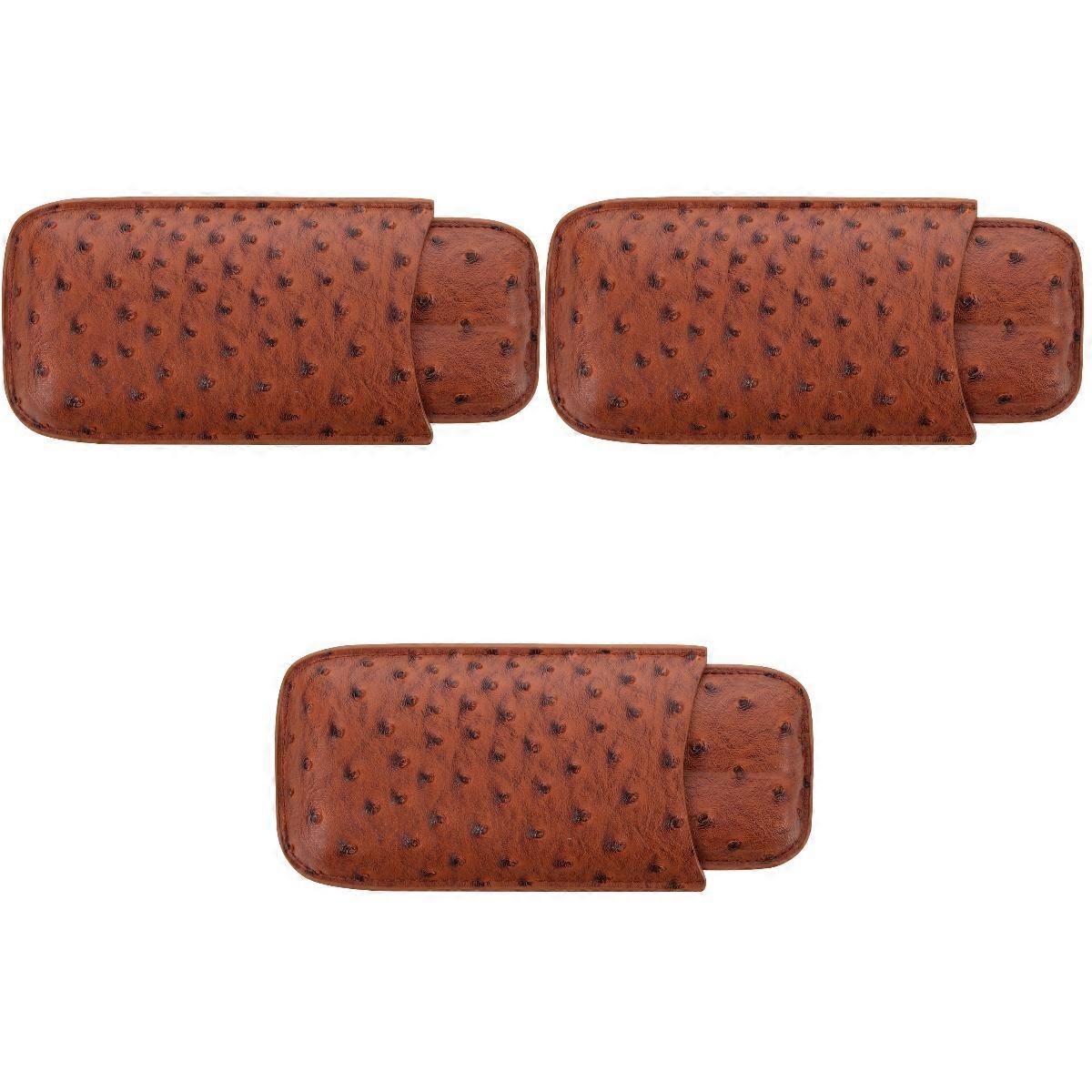 Brown Portable Cigar Case for Storage Using 3Pcs Cedar Holder