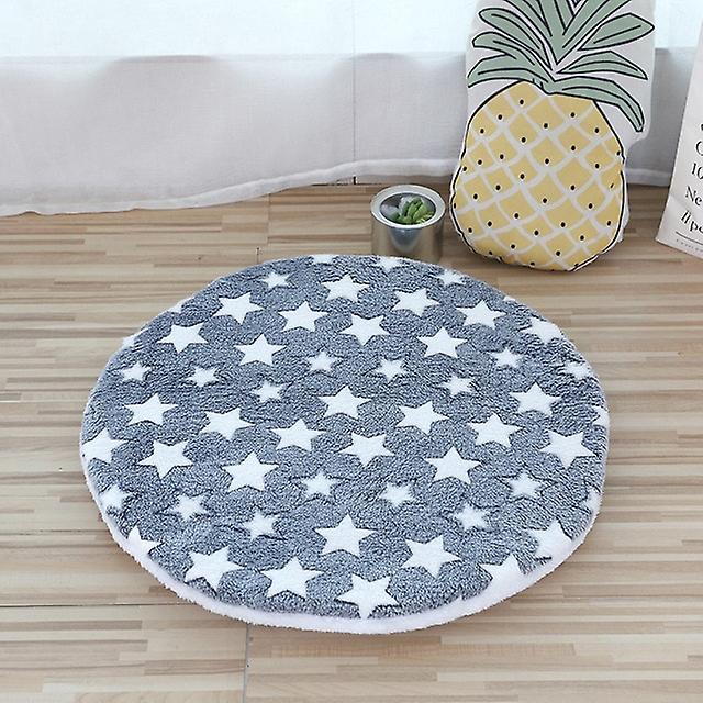 Plush Cat Bed Mats Round Pet Bed For Small Dogs Soft Fleece Sleeping Mat Pet Nest Cushion Gray Star