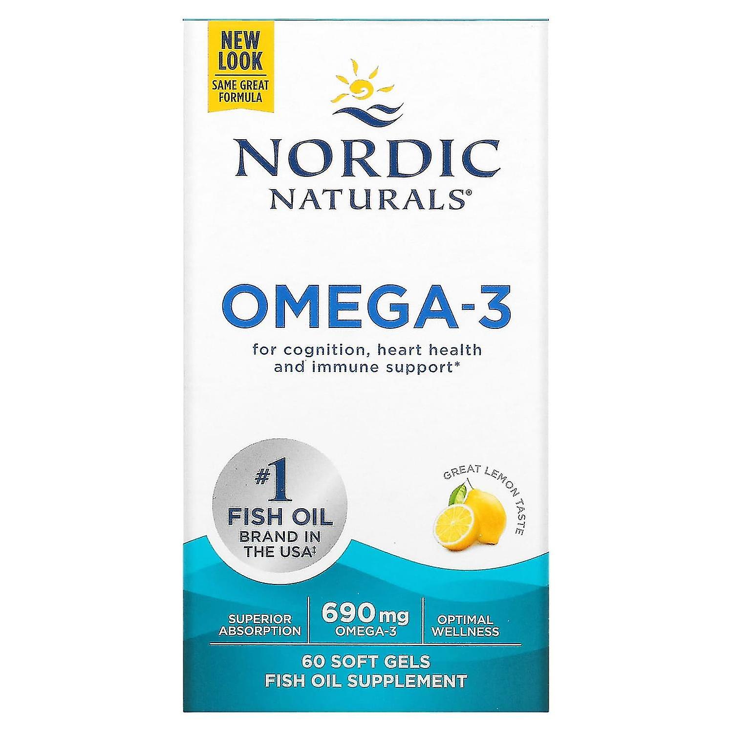 Nordic Naturals, Omega-3, Lemon, 345 mg, 60 Soft Gels