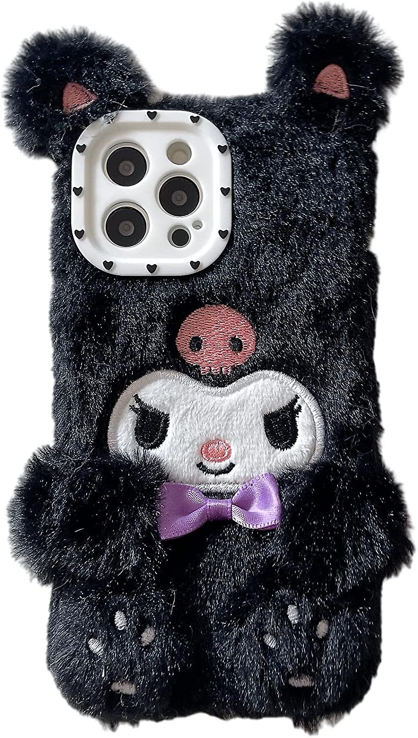 Lovely Kuromi and My Melody Cute Plush Phone Case for Girls and