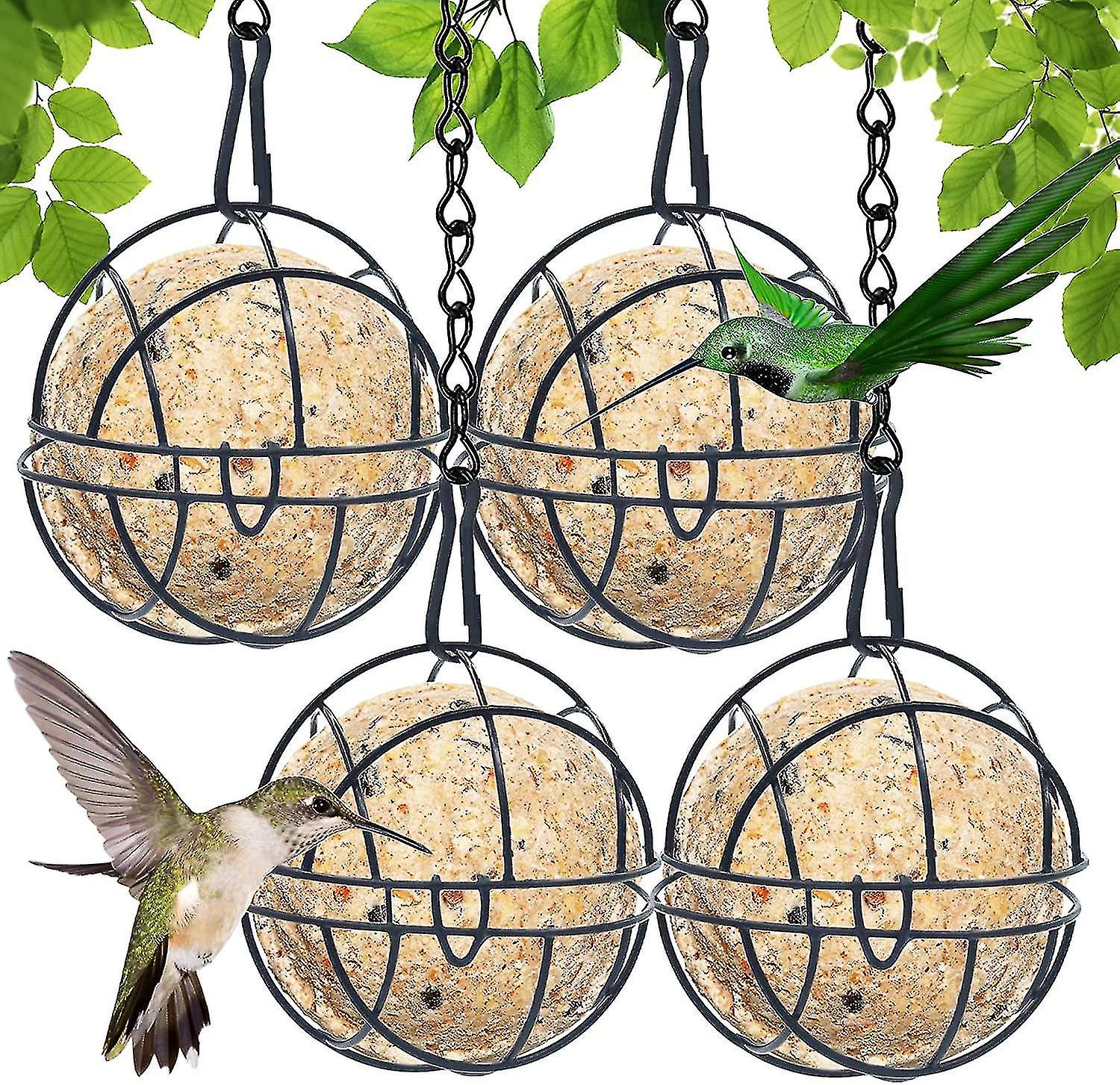 Set Of 4 Fat Ball Holders,bird Feeder For Hanging, Metal Bird Feeder Station With S-shaped Hooks