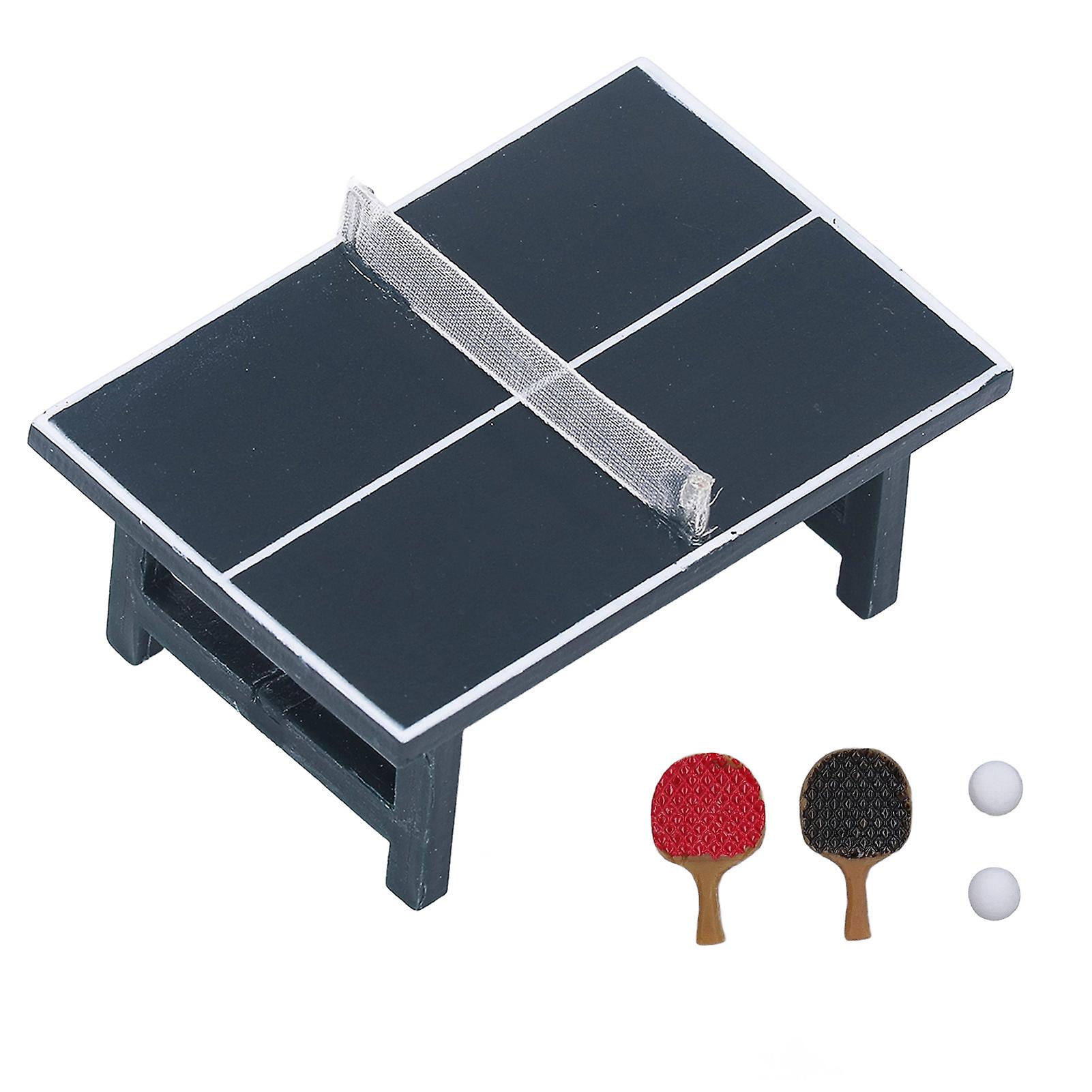 Dollhouse Miniature Ping Pong Table w/Two Paddles & Balls by Miniatures Wor Children Gift 1:12 Dollhouse Miniature Table Tennis Set Realistic