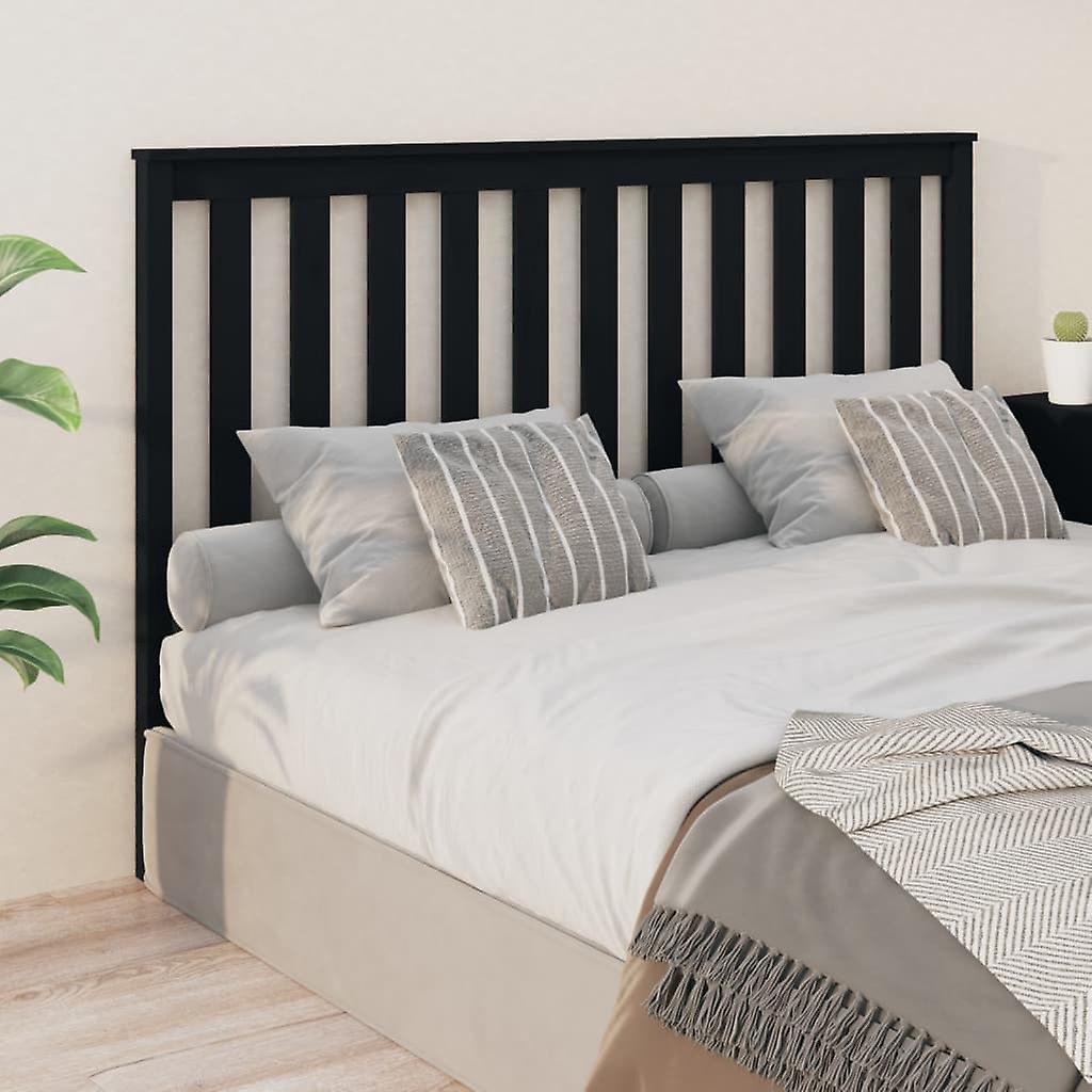 Headboard Black 166x6x101 cm Solid Pine Wood