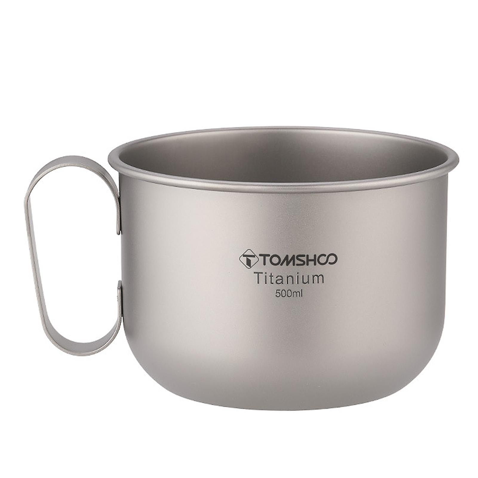 500ml Titanium Cup with Lid and Handle Camping Coffee Cup Lightweight Coffee Pot for Backpacking