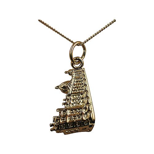 9ct Gold 12x16mm Harrods building Pendant with a curb Chain 20 inches