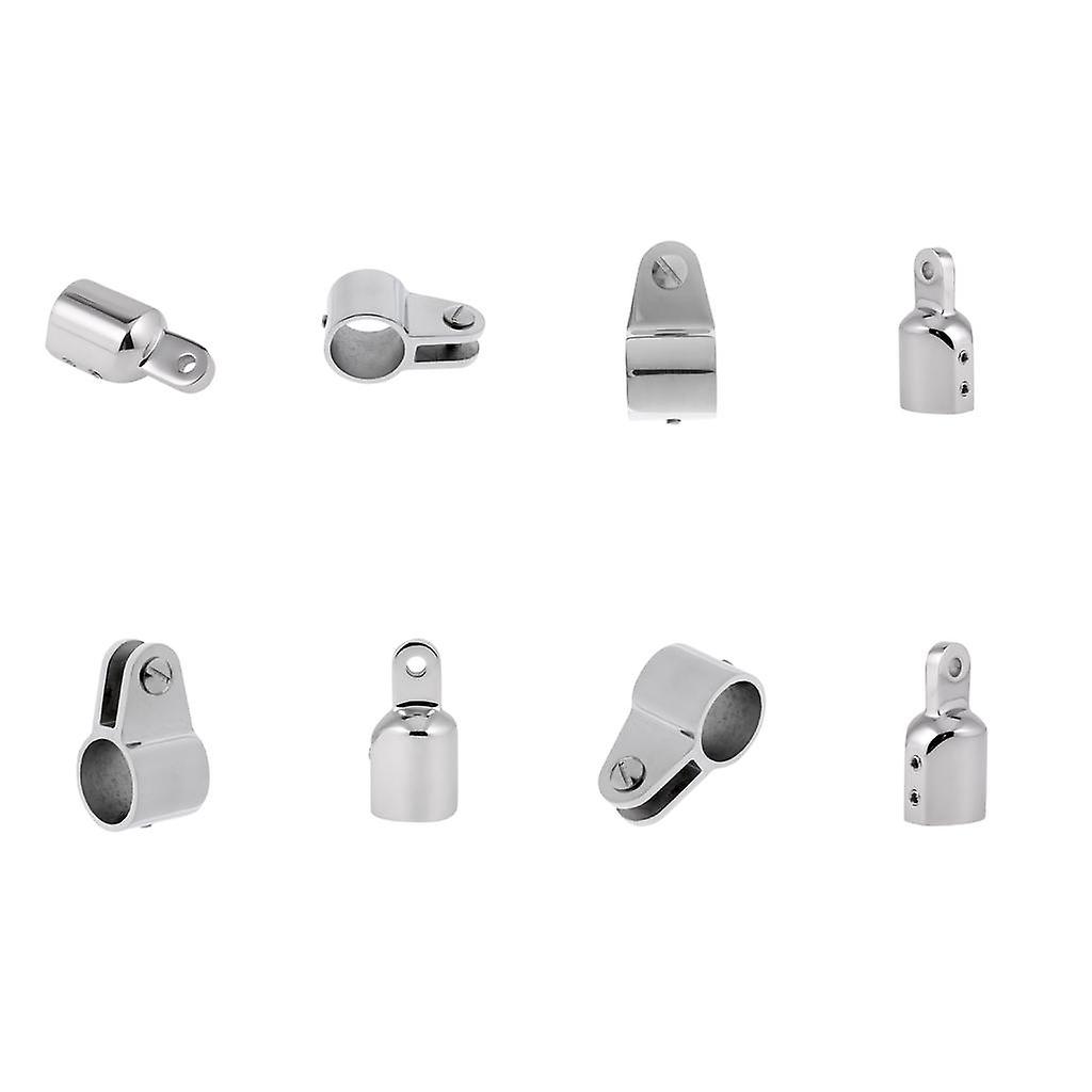 2x rustfritt stål rørøye ende cap + bimini topp kjeve skyve båt maskinvare 22mm