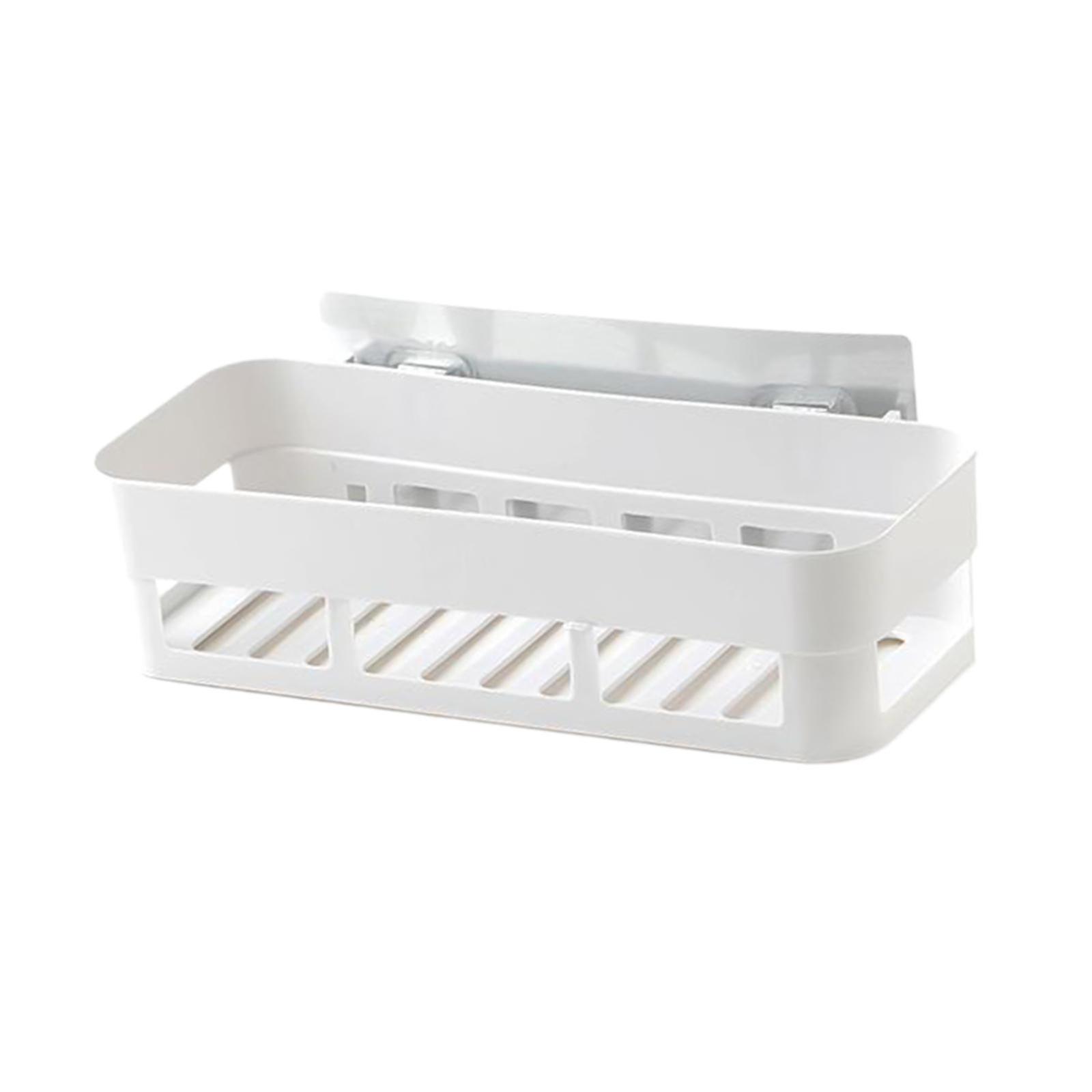 Plastic Bathroom Caddy Shower Storage Rack Kitchen Wall Shelf White