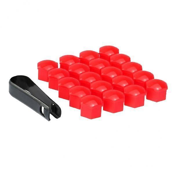 2x20pcs Universal 19mm Wheel Nut Covers Lug Nut Caps Screw Protector Red