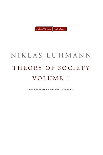 Theory Of Society Volume 1 by Niklas Luhmann Paperback Book