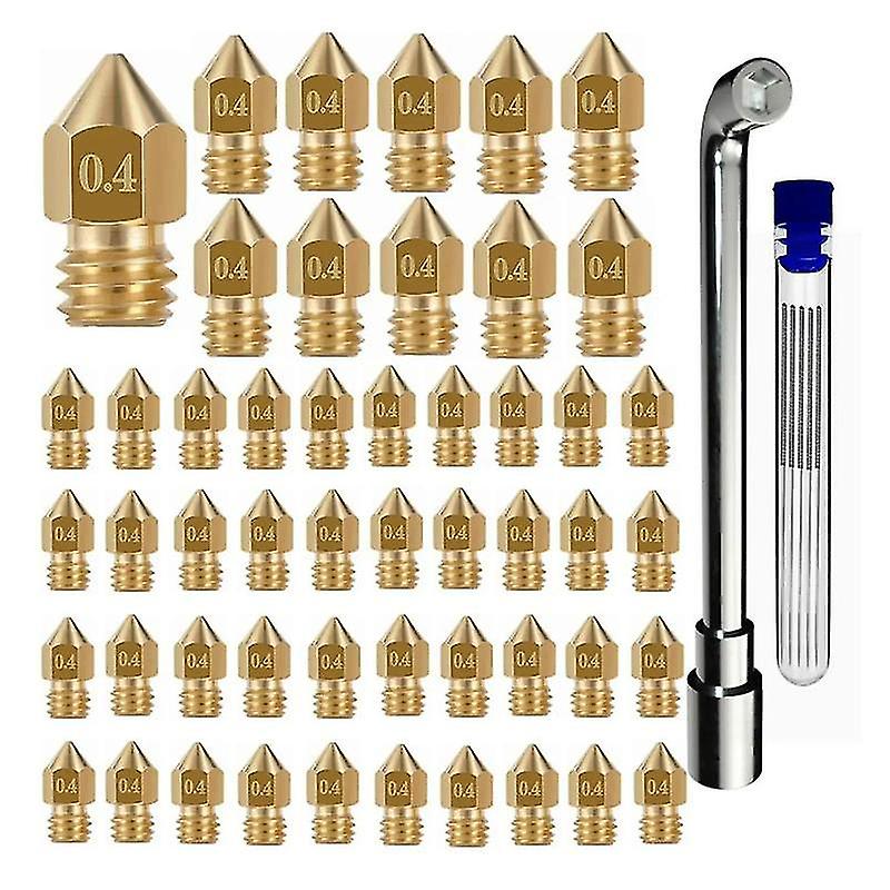 56 Stück 3D-Drucker-Düsen Mk8-Düsen 0,4 mm 3D-Drucker Messing-Düsen für -8 / -10 / 3 / 3 V2 / 3s