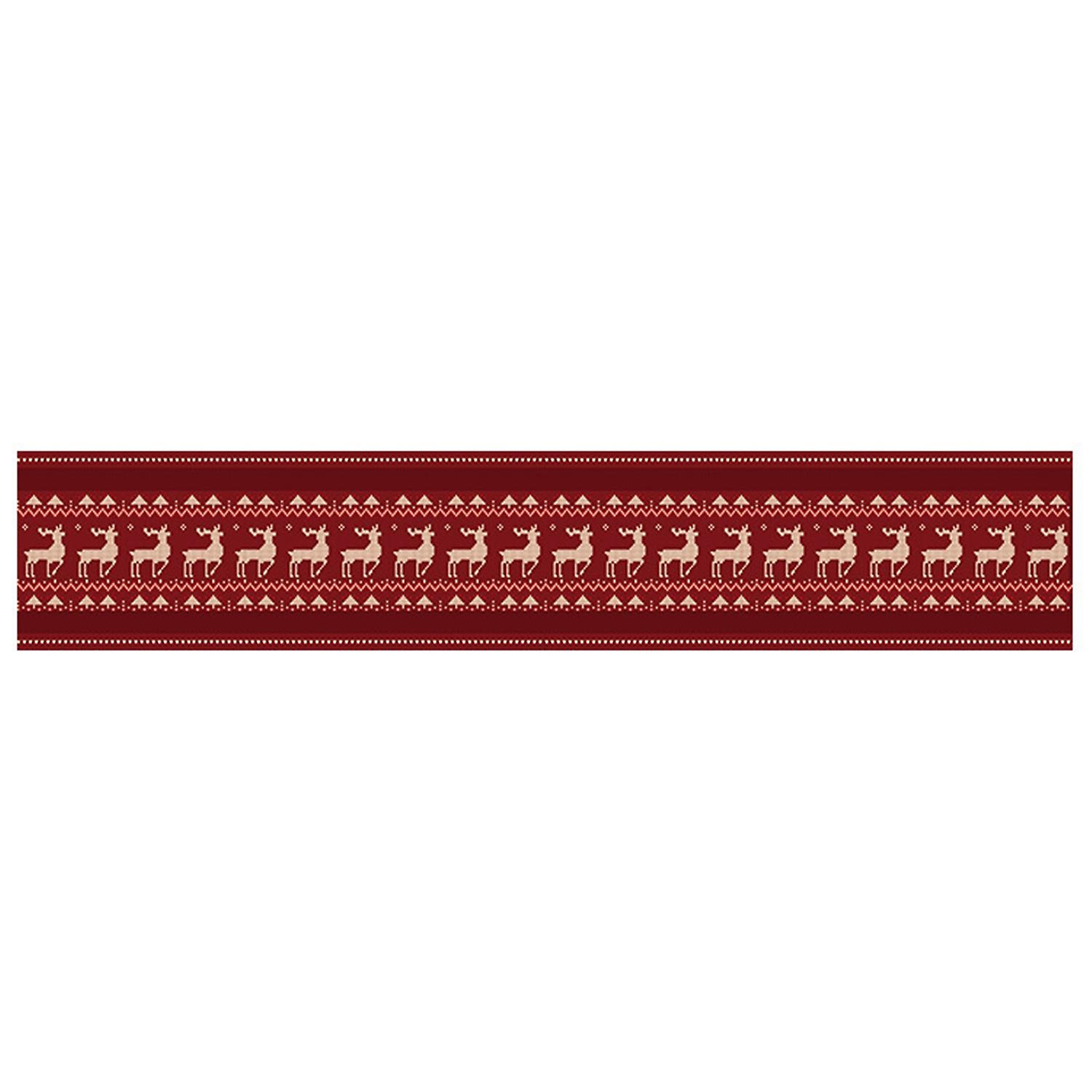 Christmas Table Runner Festive Elk Pattern Durable Protective Table Cloth for Home Holiday Decoratio
