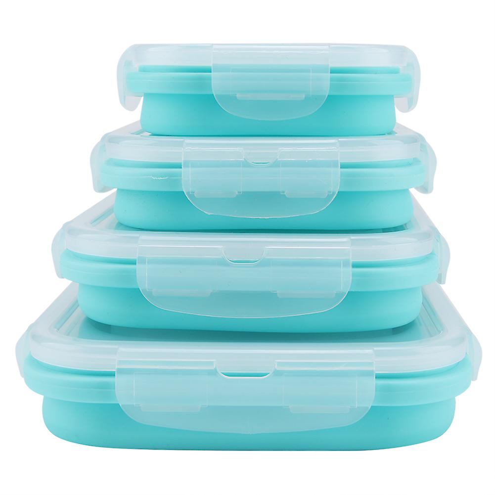 350/500/800/1200mL Folding Lunch Box, Portable Silicone Lunch Box Set Folding Microwave Lunchbox Food Container for Home(Mint Green)