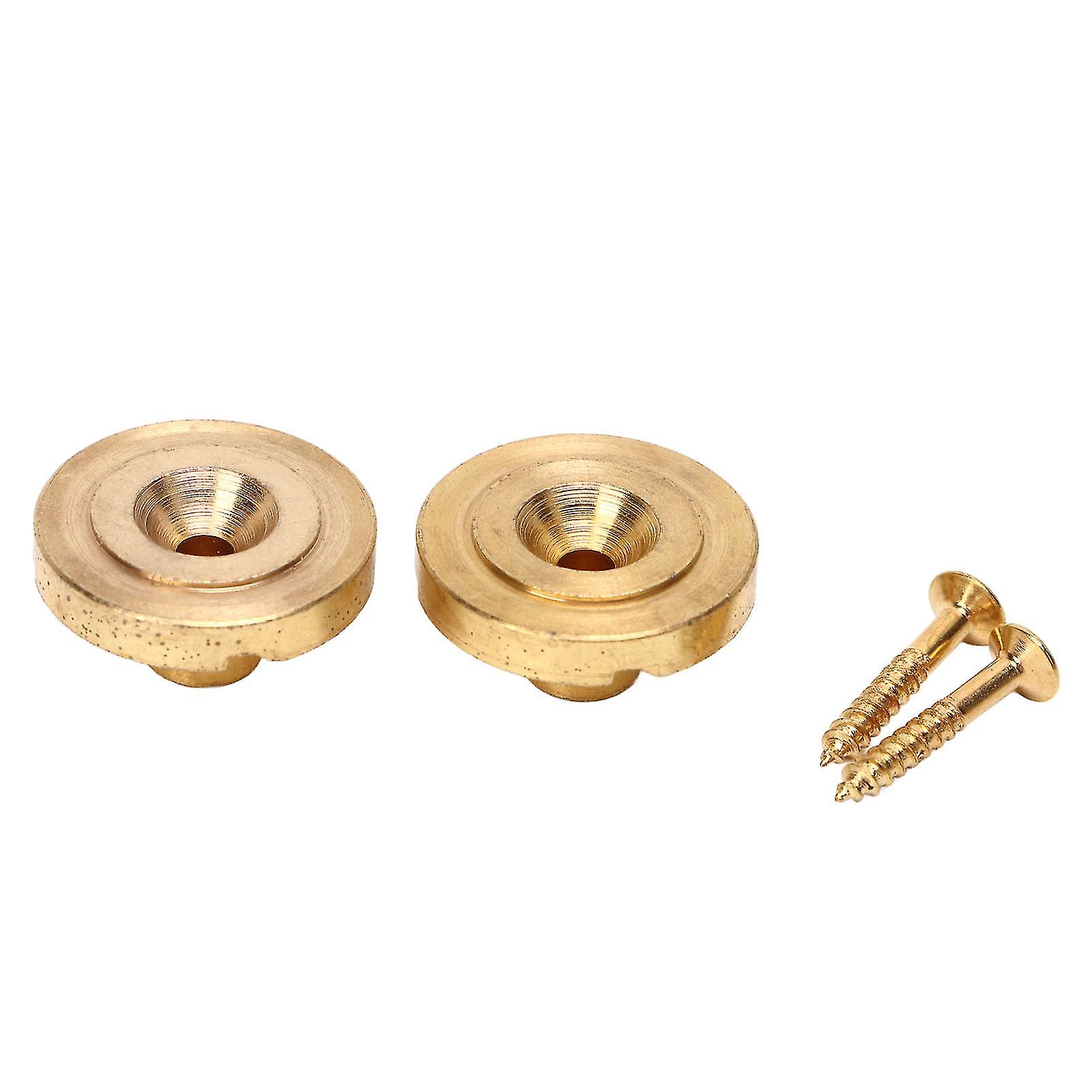 2Pcs Guitar Strap Lock Flat Round Head Metal Button Retainer Straplock Accessory for Bass