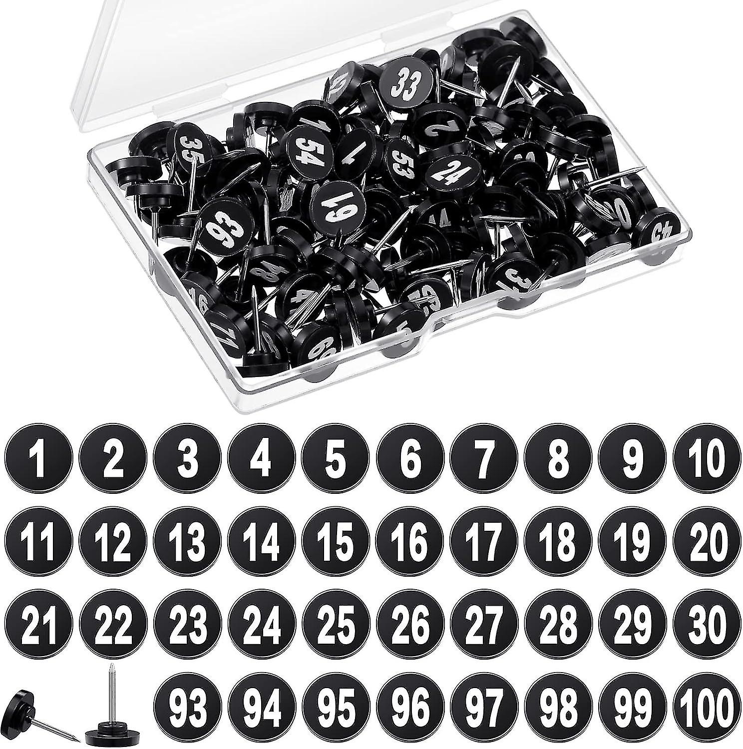 100 Pcs Numbered Push Pin Tacks 100 Sequential Pins Thumb Tacks Flat Tacks Push