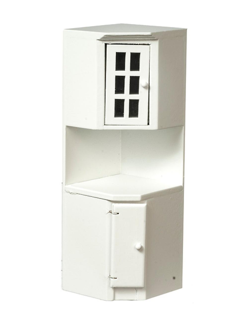 Dolls House Corner Unit Cabinet Plain White Fitted Kitchen Furniture 1:12 Scale