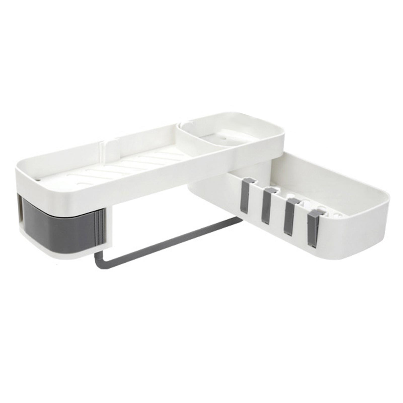 Bathroom Corner Shelf Multifunctional Double Layer Storage Rack Kitchen Non Marking Wall Mounted Holder