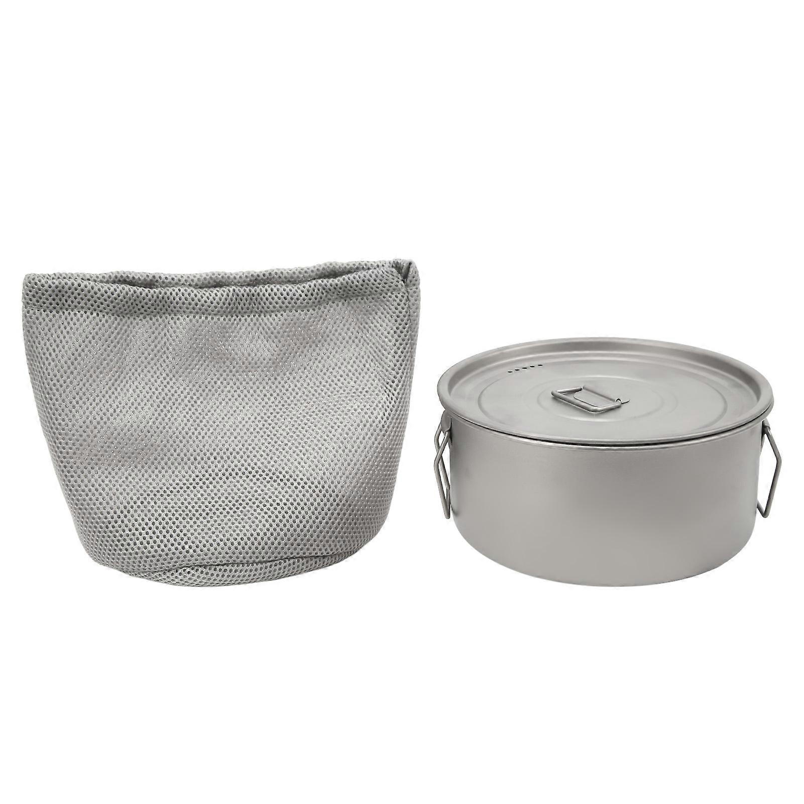 Titanium Pot Folding Handle Ultralight Eco Friendly Rounded Edge Multi Purpose Camping Pot for Eggs Noodles Cooking