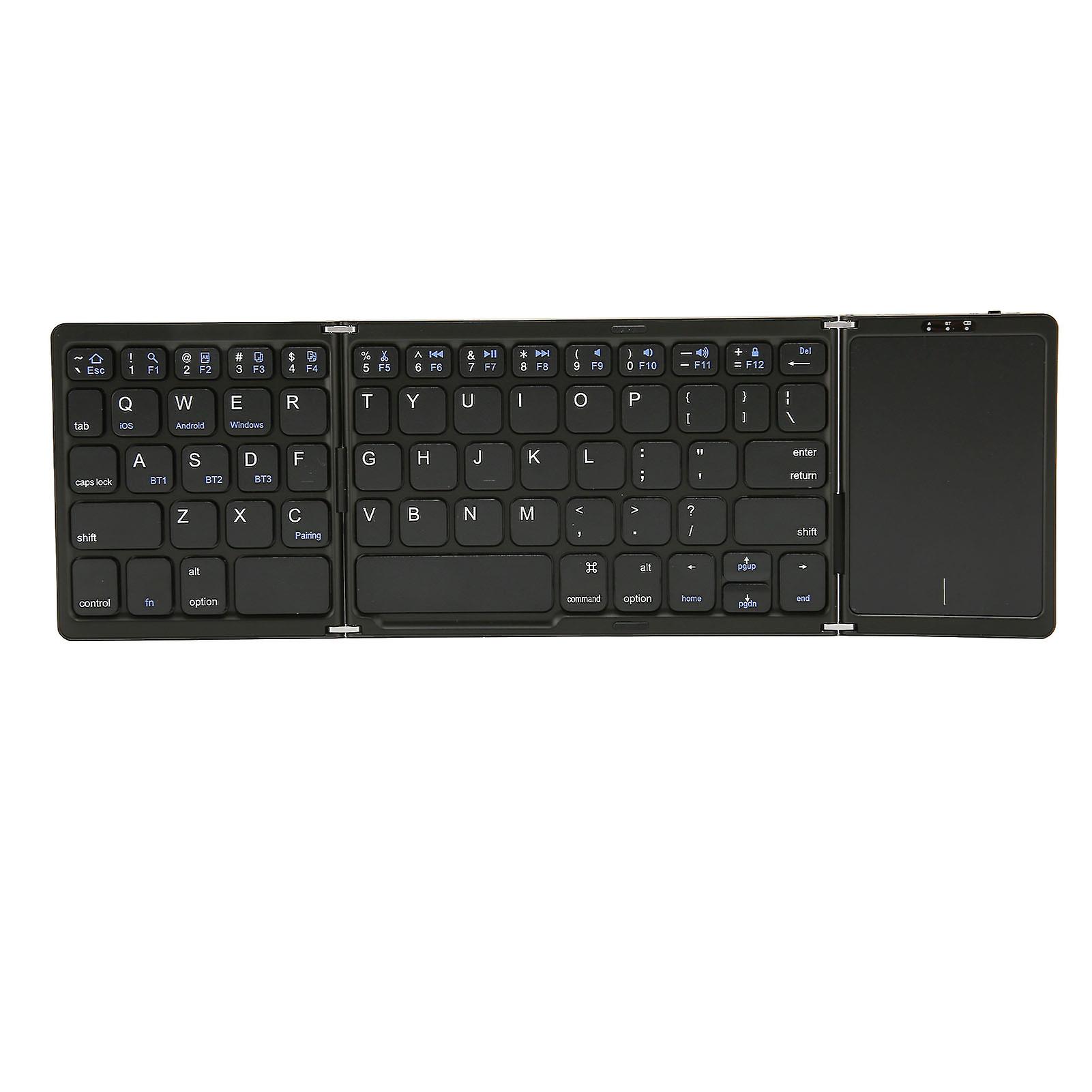 Foldable Keyboard B089T 3 Folded Touchpad Function 64 Keys Portable Type C Charging Magnetic Closure Computer Keyboard Black 