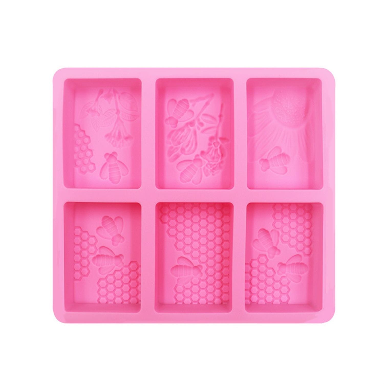 OuZhan Soap Mold Non-sticky Reusable Handiwork 3D Rectangle Bee Silicone Pastry Mold for Kitchen 