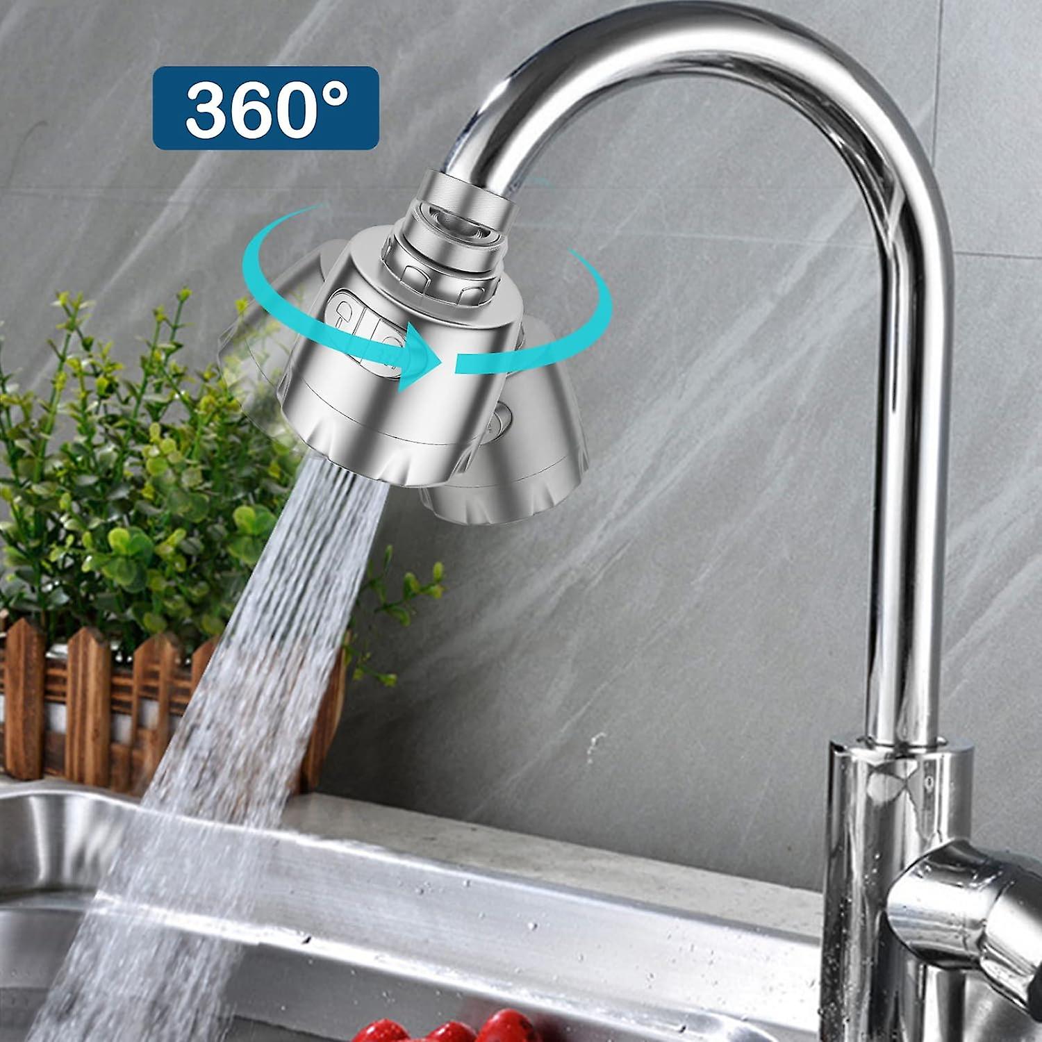 Faucet Aerator, 360° Swivel Faucet Aerator, Water Saving Faucet Filter Regulator Spray Head Nozzle for Kitchen Bathroom, 2 Modes, Silver