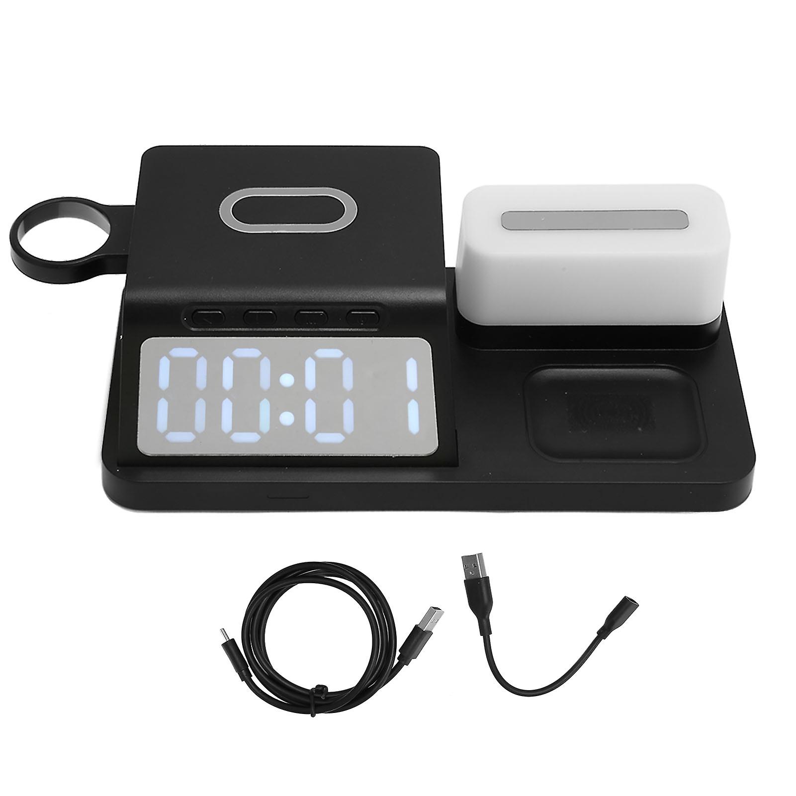 Multifunctional Alarm Clock Wireless Charger with Night Light and Calendar for Devices