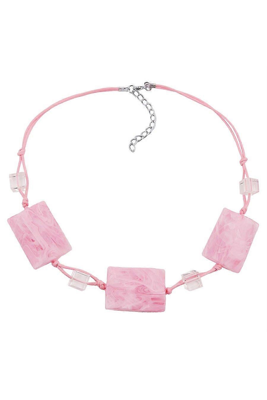 Necklace Wavy Tetragon White-pink - Gl01045