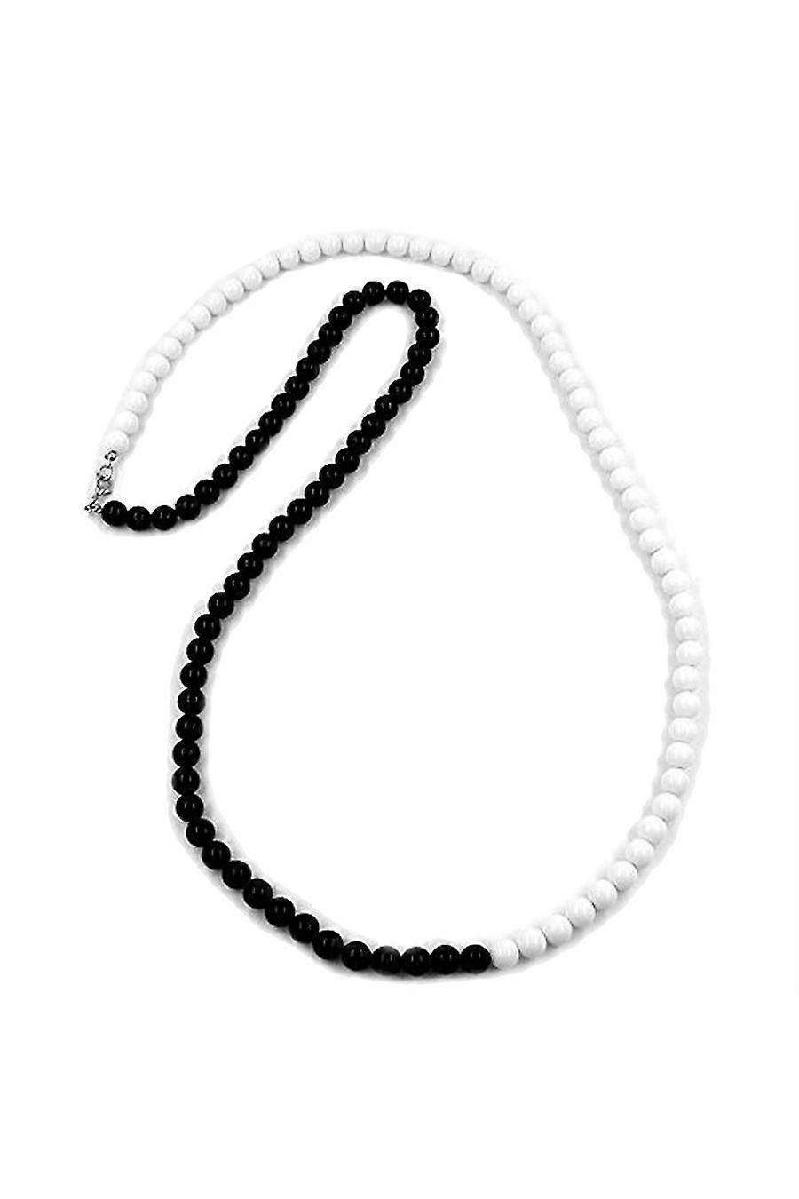 Necklace Beads 8mm Black & White - Gl01559